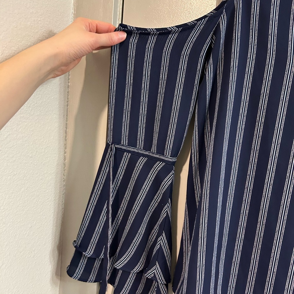 Michael Kors Navy and White Striped Blouse - Picture 2 of 4